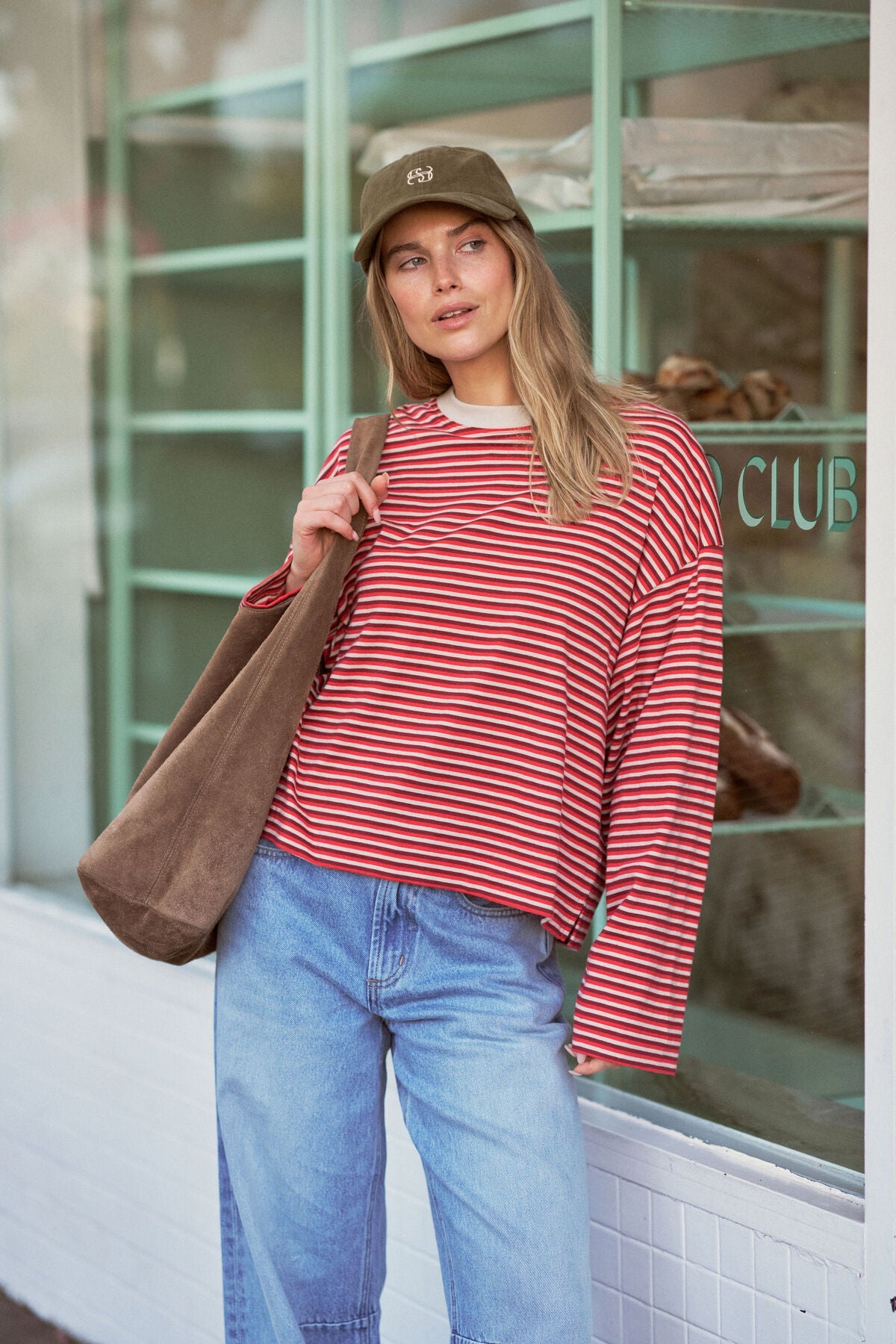 Buy Ceres - Beau Long Sleeve Slouchy Tee - mulberry/red/stone stripe by Ceres Life - at Hamish + Grace