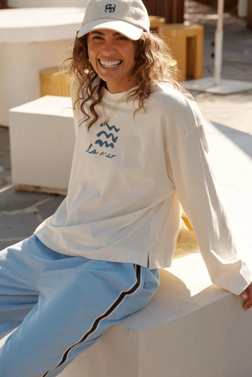 Buy Ceres - Beau Long Sleeve Slouchy Tee - Shell/Del Mar by Ceres Life - at Hamish + Grace