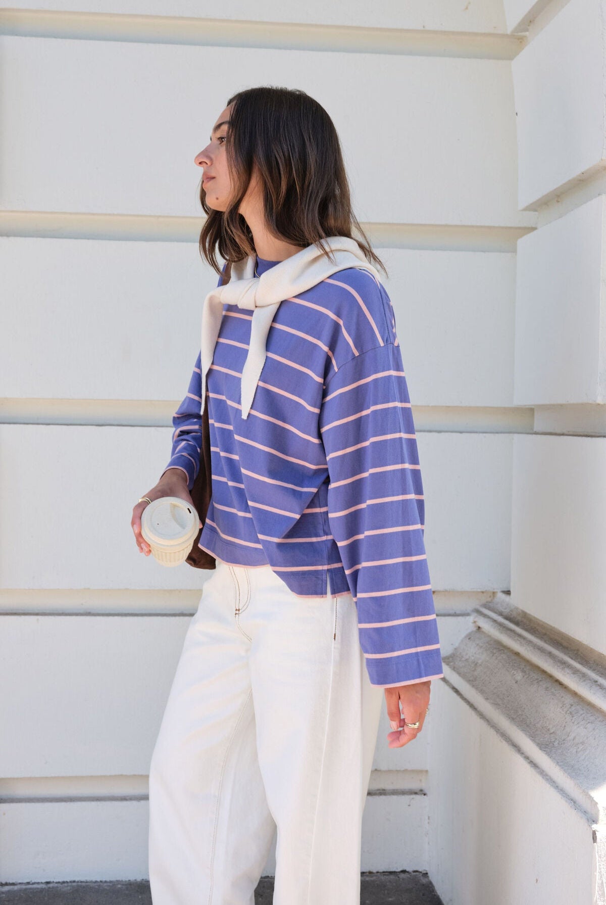 Buy Ceres - Beau Long Sleeve Slouchy Tee - Washed Navy/Pink Clay by Ceres Life - at Hamish + Grace