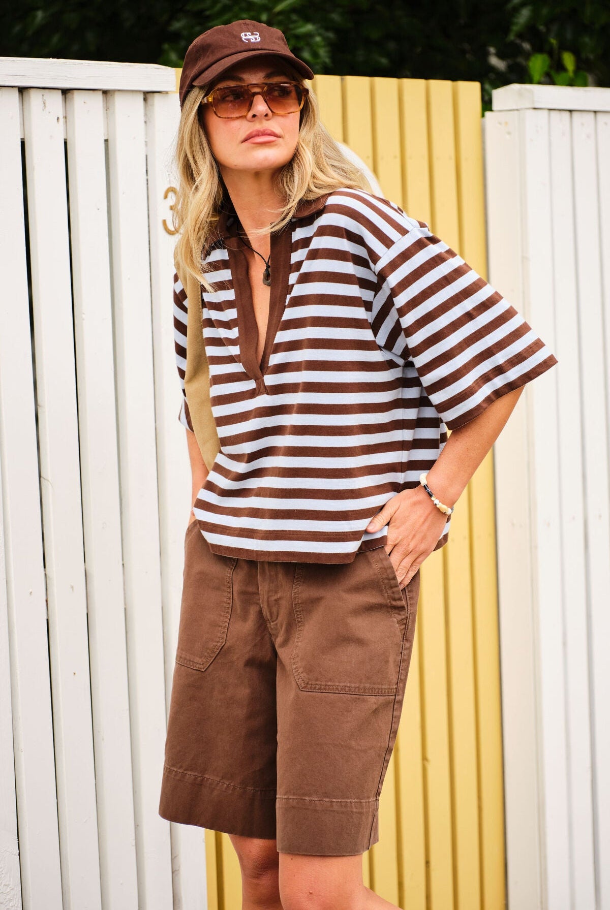 Buy Ceres Life - Arlie Short Sleeve Rugby - Chocolate/Chalk by Ceres Life - at Hamish + Grace