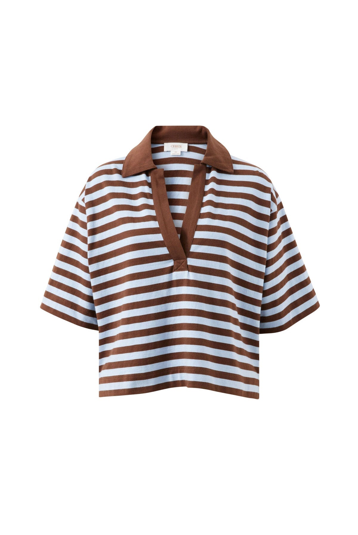 Buy Ceres Life - Arlie Short Sleeve Rugby - Chocolate/Chalk by Ceres Life - at Hamish + Grace