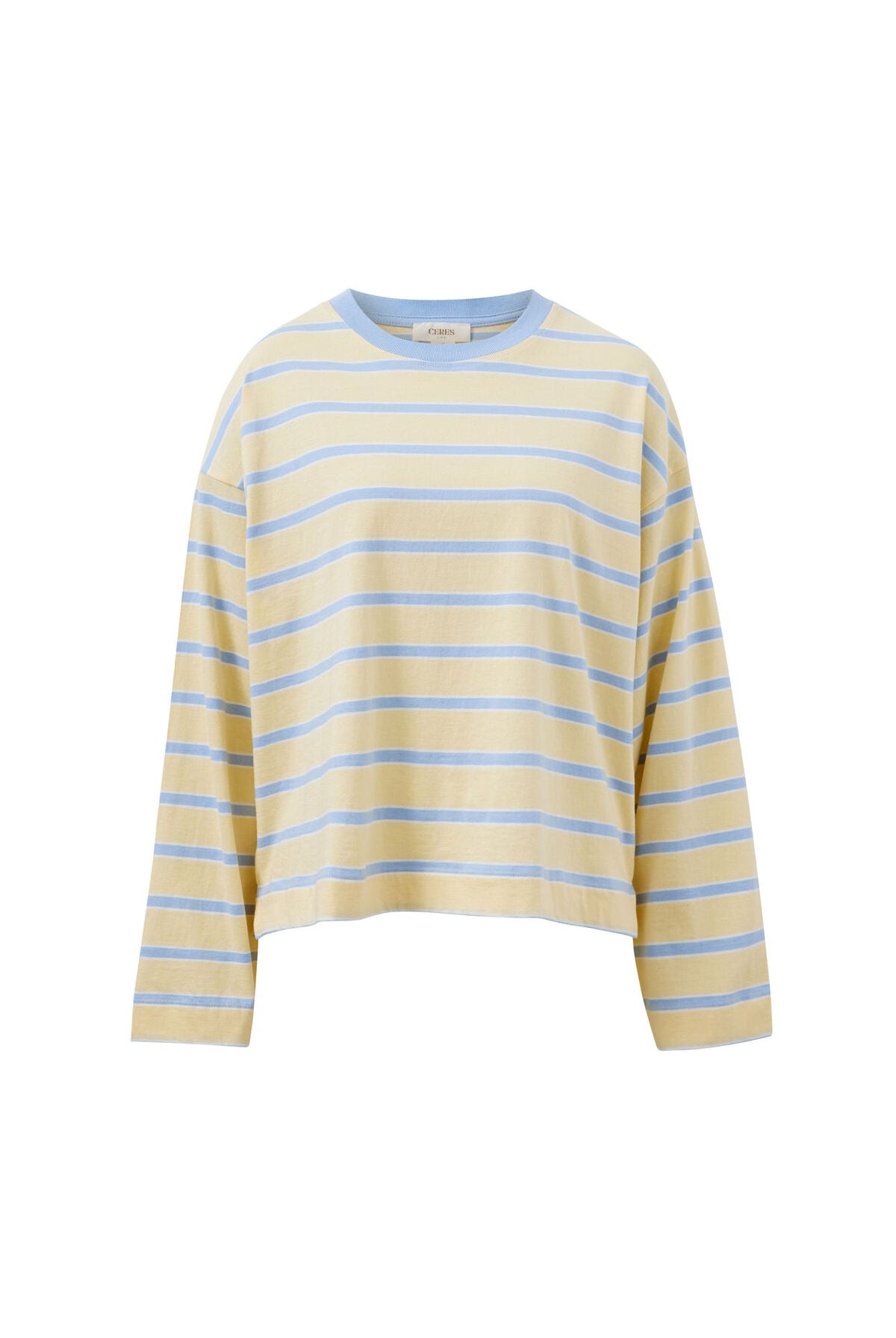 Buy Ceres Life - Beau Long Sleeve Slouchy Tee - butter/china blue stripe by Ceres Life - at Hamish + Grace