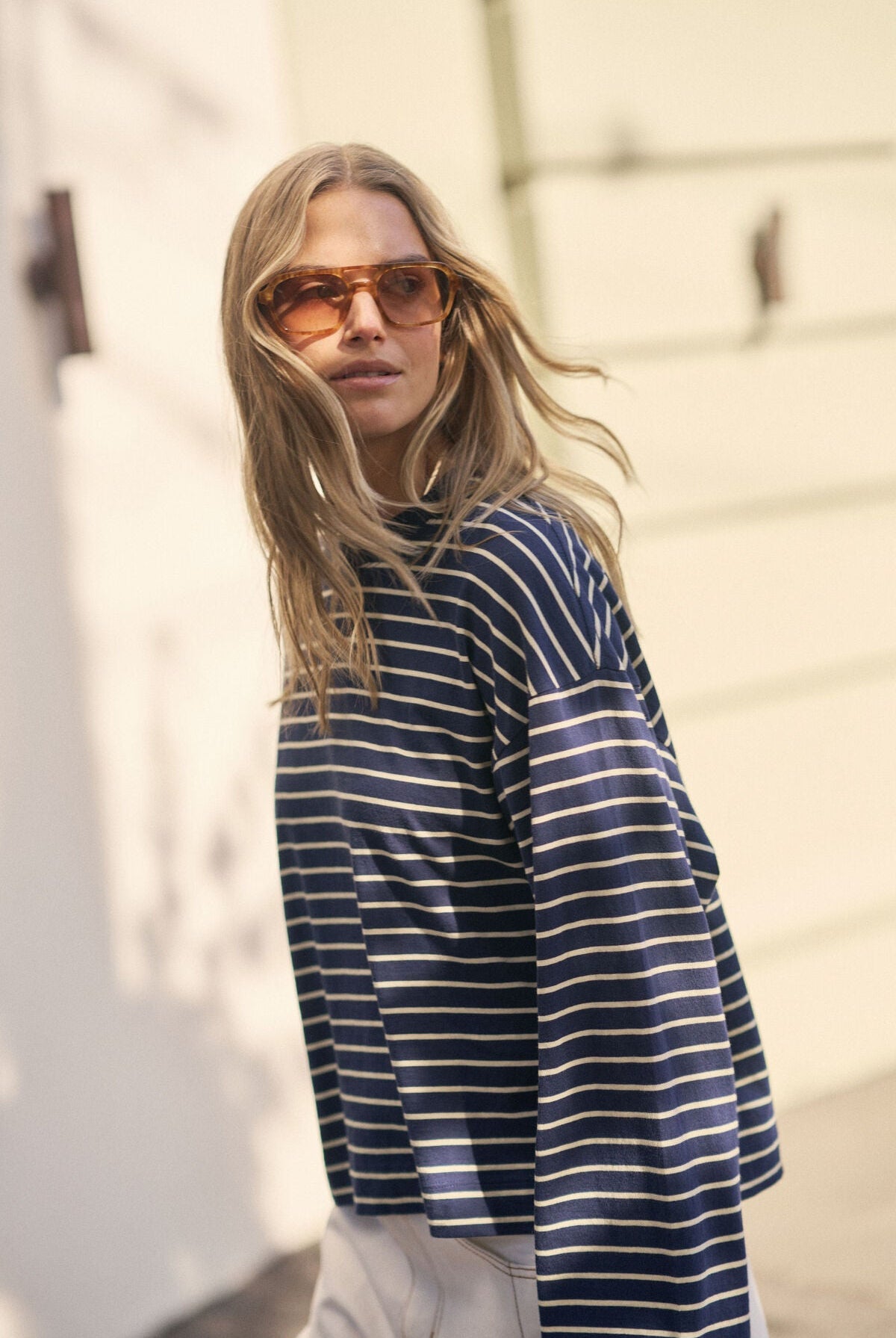 Buy Ceres Life - Beau Long Sleeve Slouchy Tee - Heritage Navy/Marshmallow Stripe by Ceres Life - at Hamish + Grace