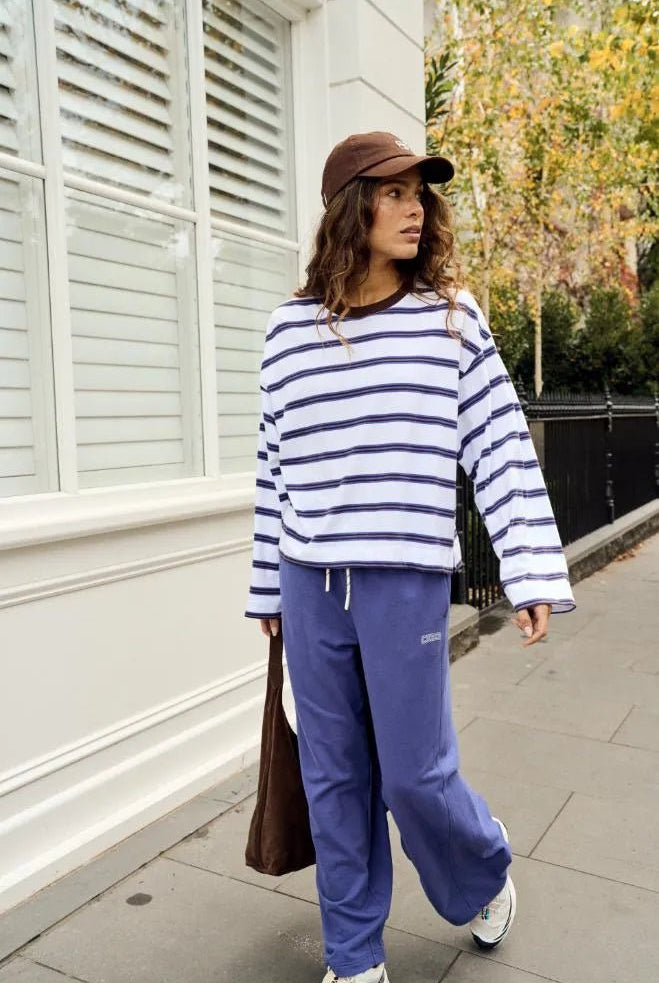 Buy Ceres Life - Beau Long Sleeve Slouchy Tee - Polo Blue/White/Choc Stripe by Ceres Life - at Hamish + Grace