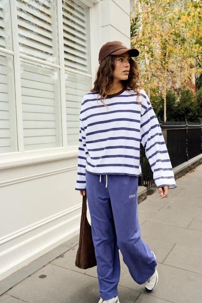Buy Ceres Life - Beau Long Sleeve Slouchy Tee - Polo Blue/White/Choc Stripe by Ceres Life - at Hamish + Grace