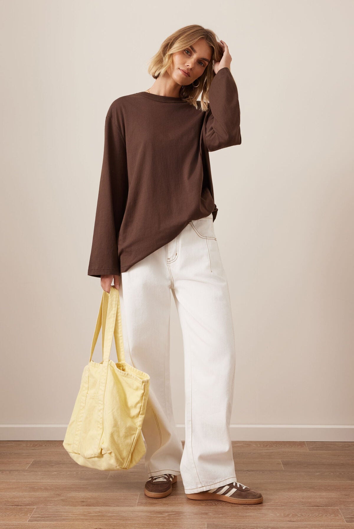 Buy Ceres Life - Finn Oversized Long Sleeve Tee - Chocolate by Ceres Life - at Hamish + Grace