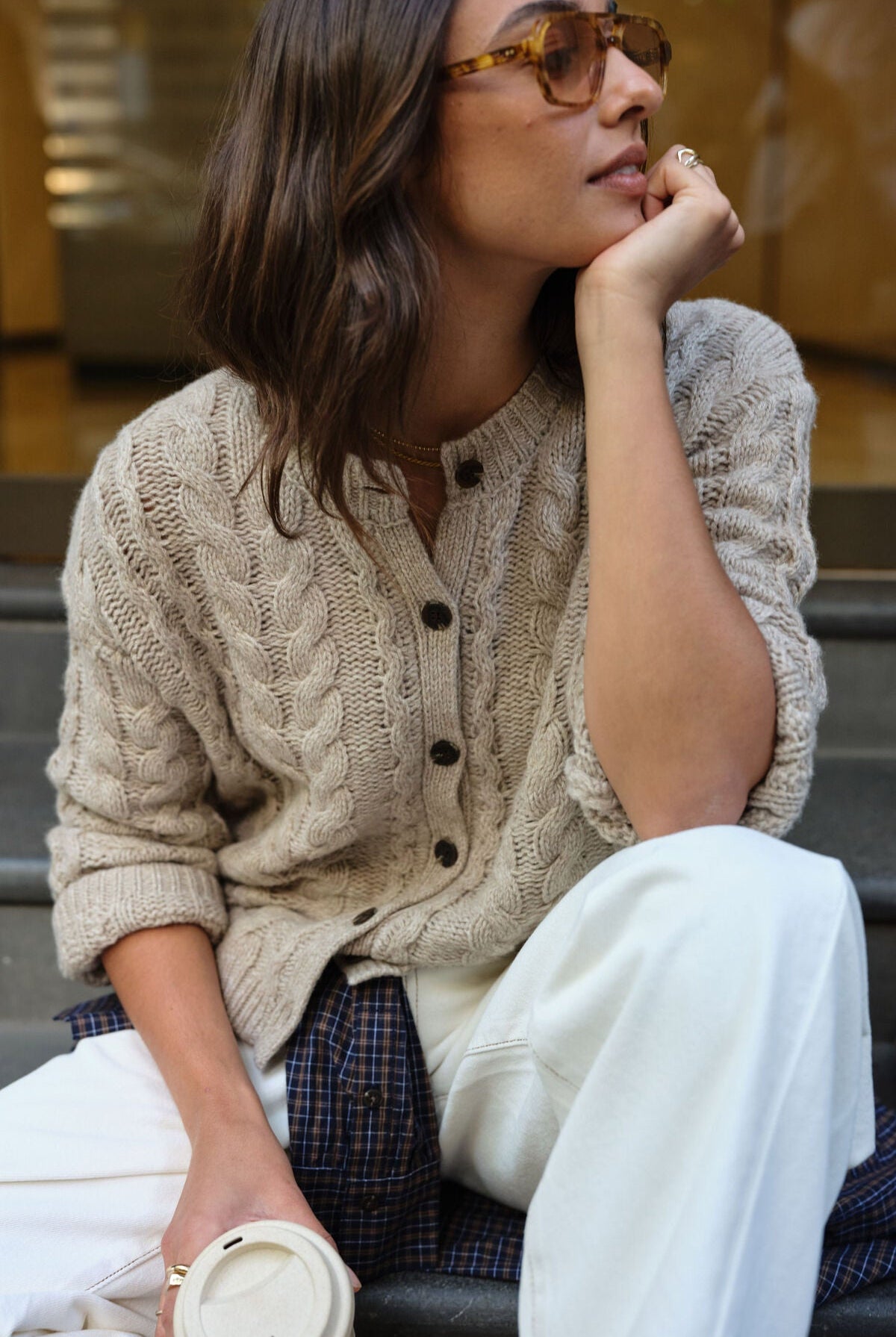 Buy Ceres Life - Heidi Cable Knit Cardi - oat by Ceres Life - at Hamish + Grace