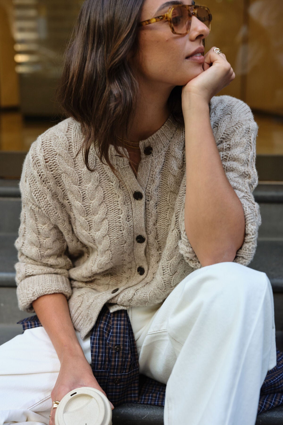 Buy Ceres Life - Heidi Cable Knit Cardi - oat by Ceres Life - at Hamish + Grace