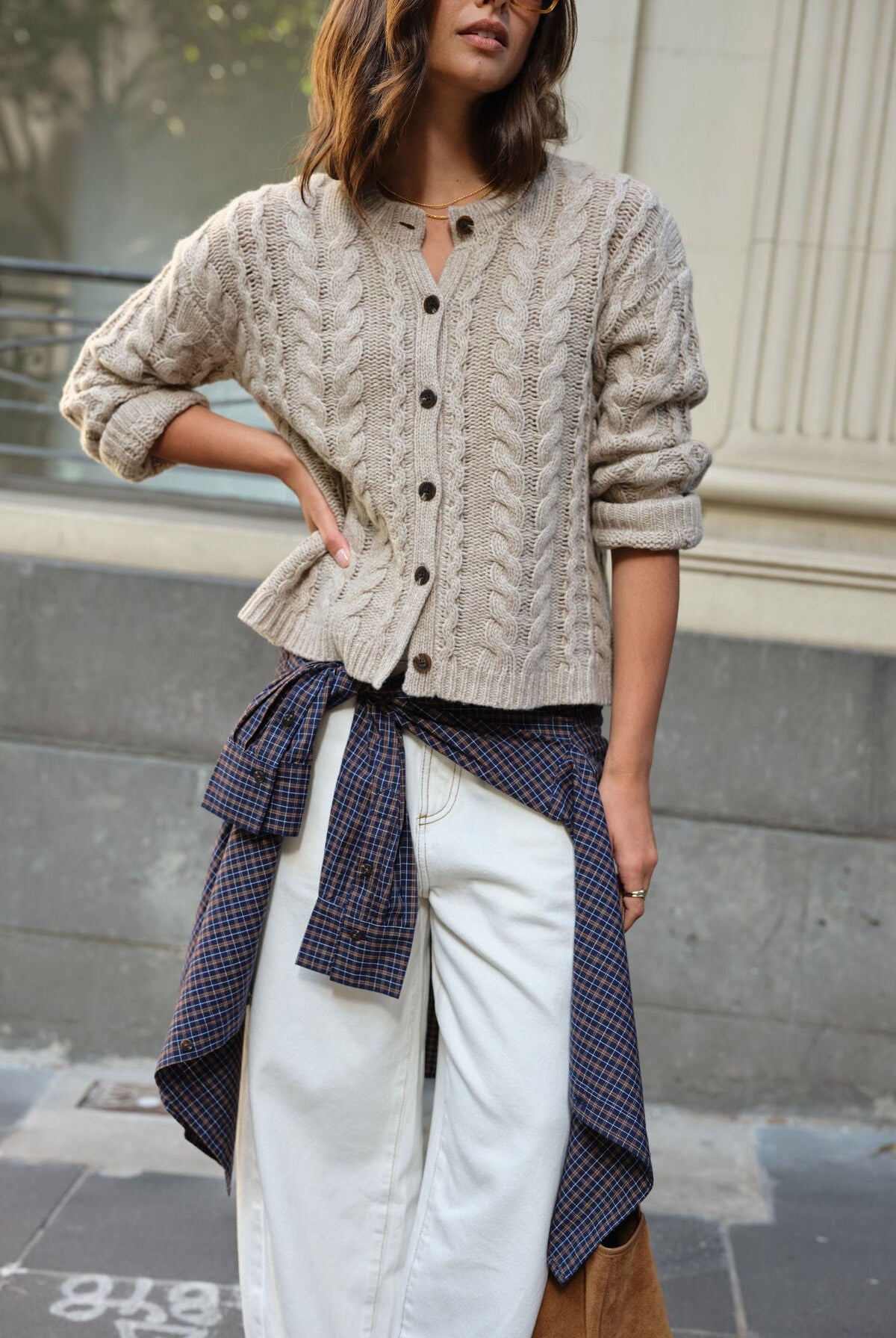 Buy Ceres Life - Heidi Cable Knit Cardi - oat by Ceres Life - at Hamish + Grace