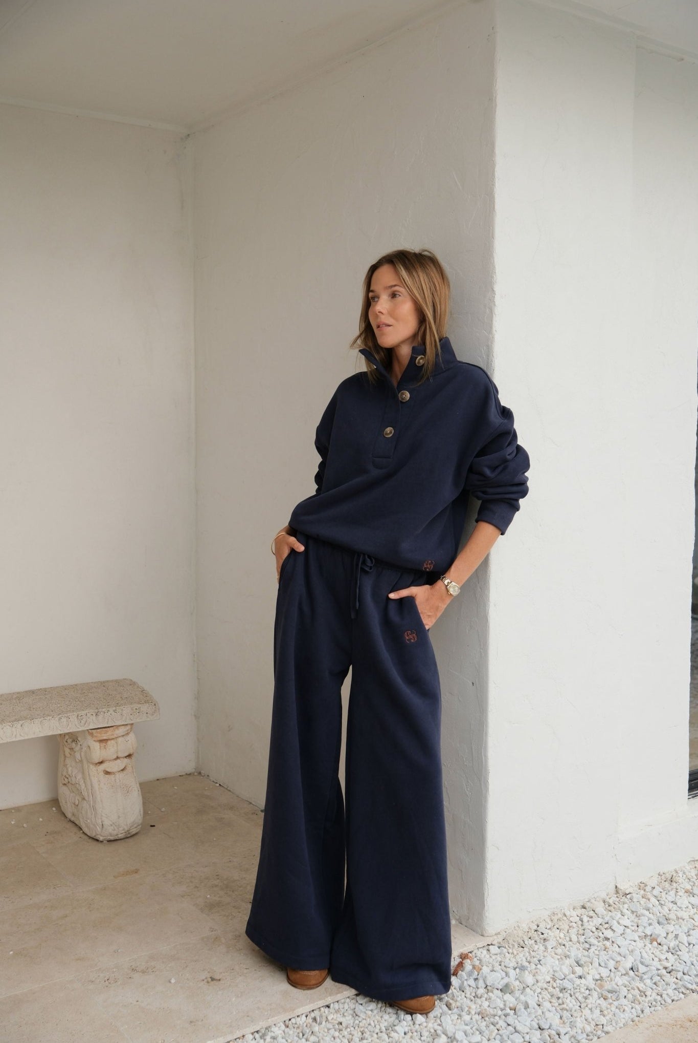 Buy Ceres Life - Ivy Wide Leg Trackpant - Heritage Navy by Ceres Life - at Hamish + Grace