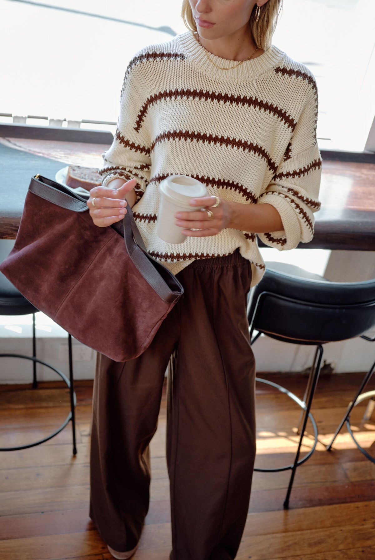 Buy Ceres Life - Lila Oversized Knit Crew - ecru stripe by Ceres Life - at Hamish + Grace