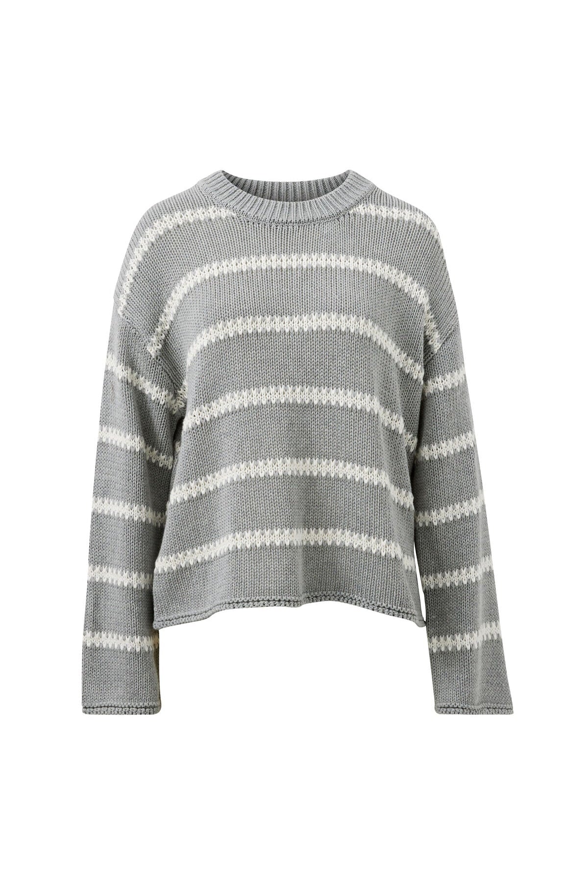 Buy Ceres Life - Lila Oversized Knit Crew - grey marle stripe by Ceres Life - at Hamish + Grace