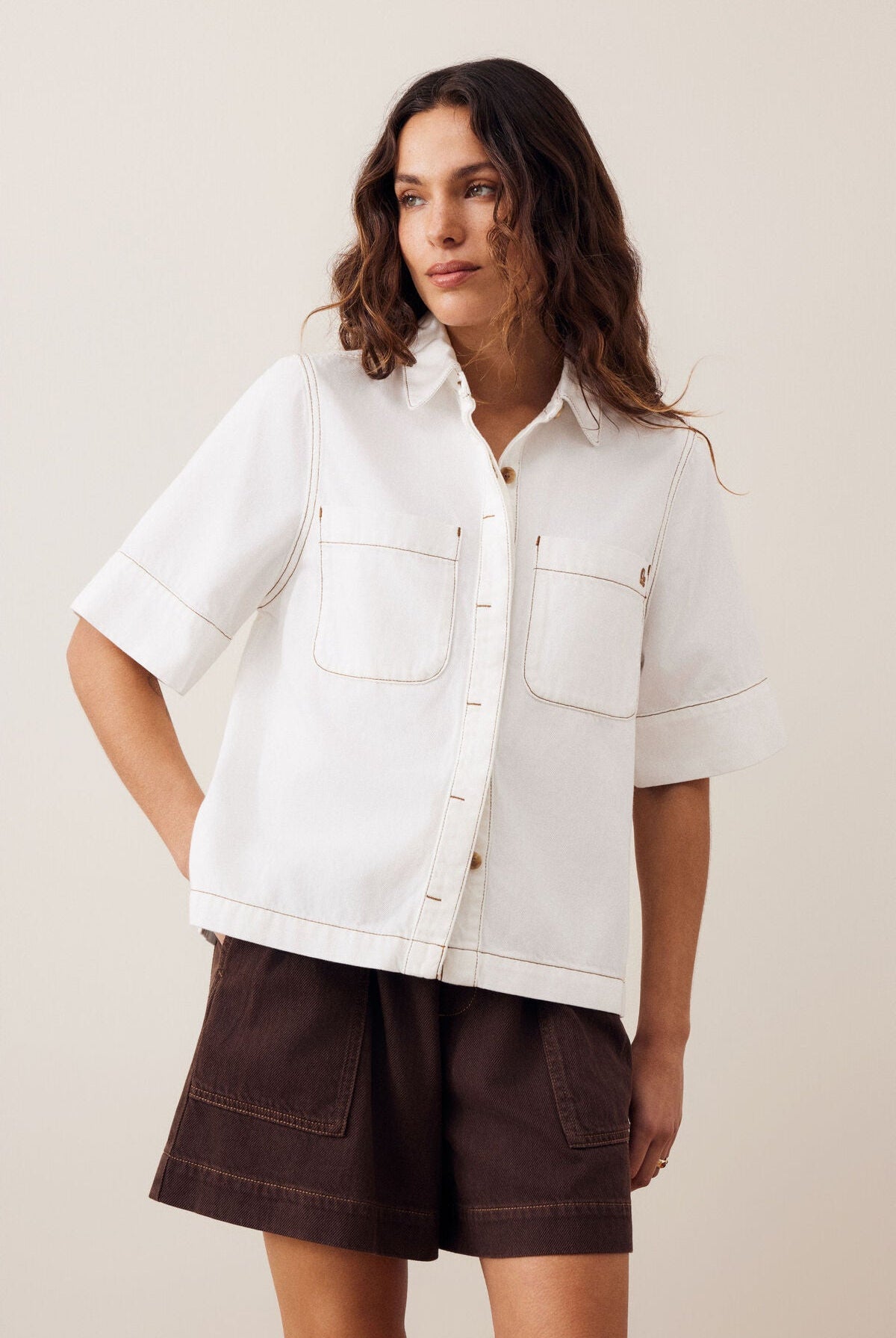Buy Ceres Life - Noa Short Sleeve Shirt - Fresh Ecru by Ceres Life - at Hamish + Grace