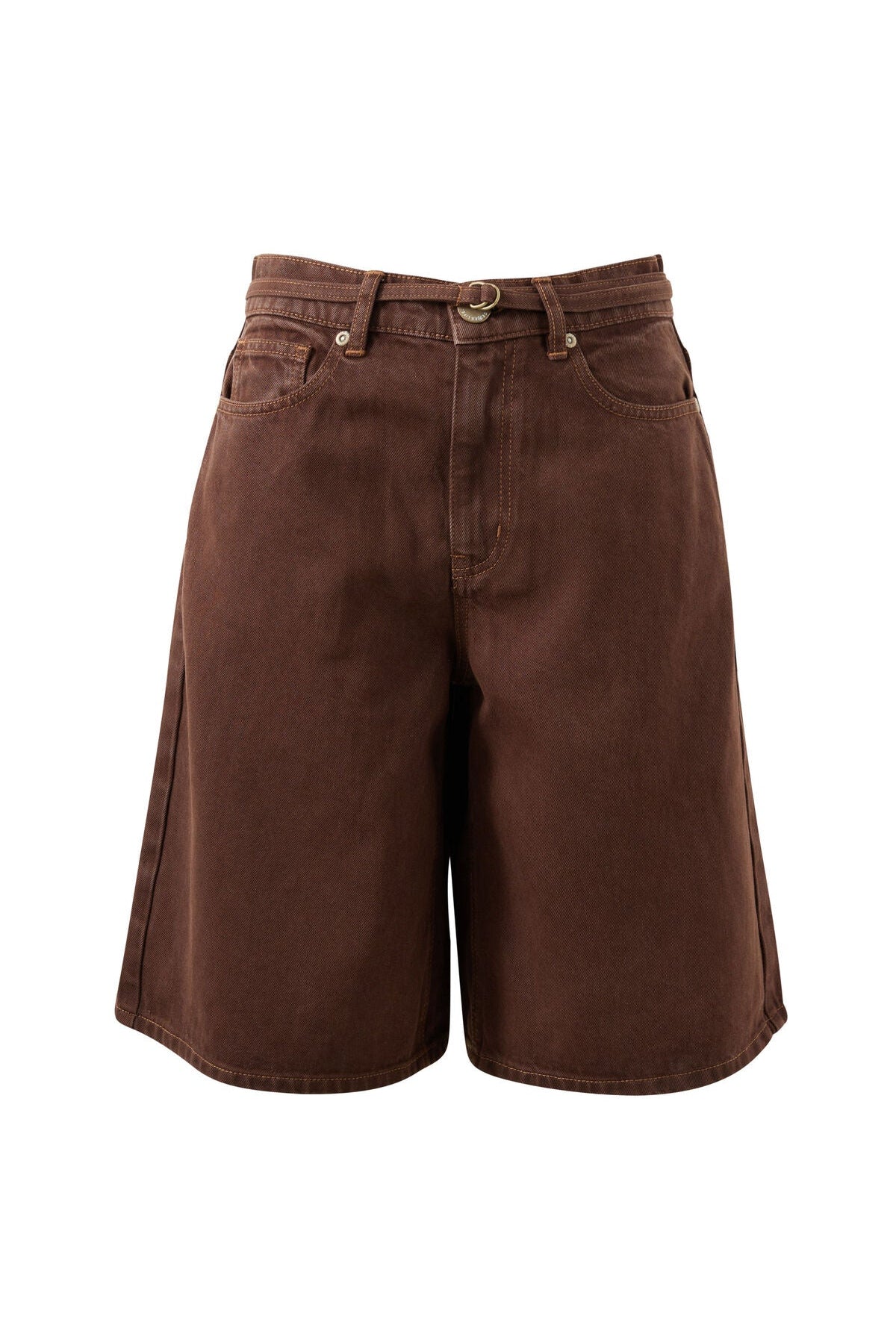 Buy Ceres Life - Olive Belted Denim Short - Chocolate by Ceres Life - at Hamish + Grace