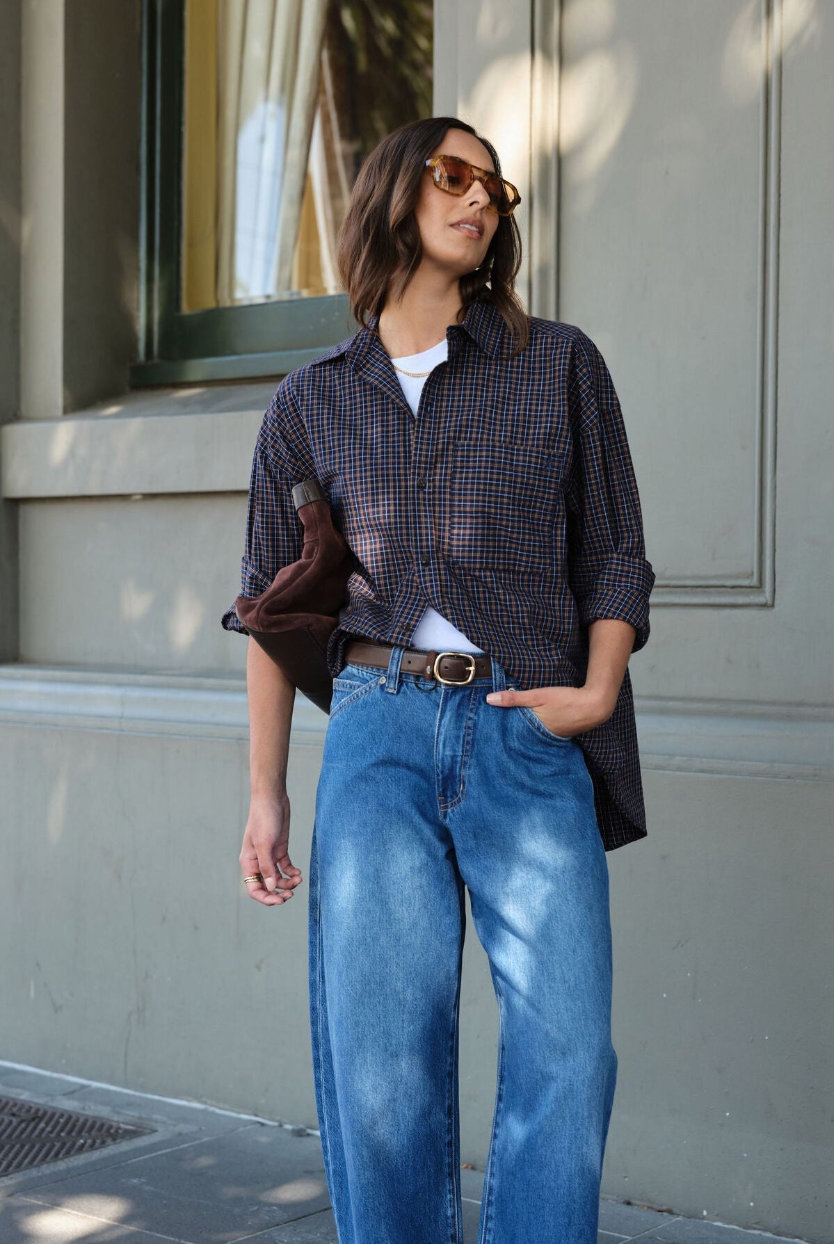 Buy Ceres Life - Peta Oversized Shirt - Navy Check by Ceres Life - at Hamish + Grace
