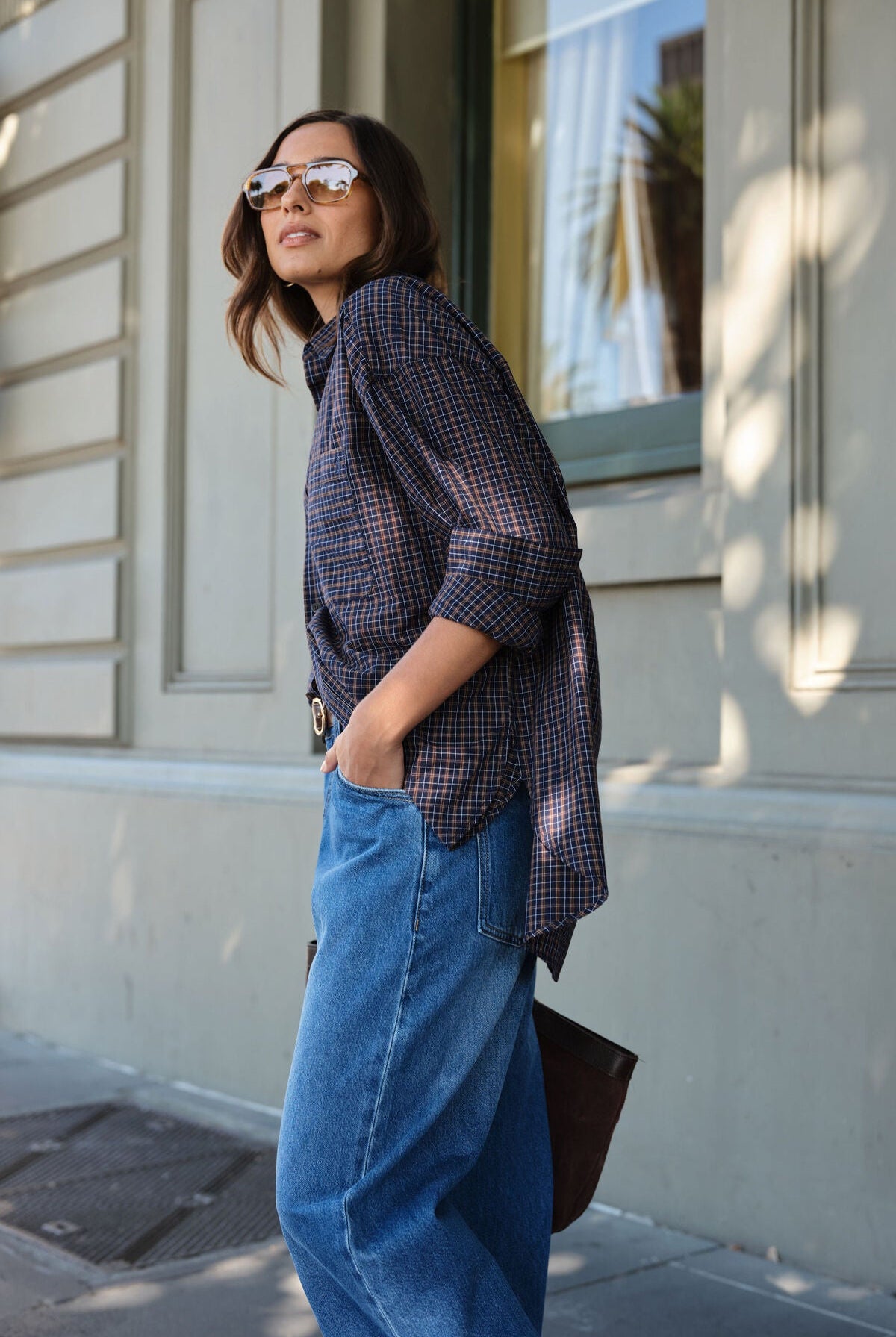 Buy Ceres Life - Peta Oversized Shirt - Navy Check by Ceres Life - at Hamish + Grace
