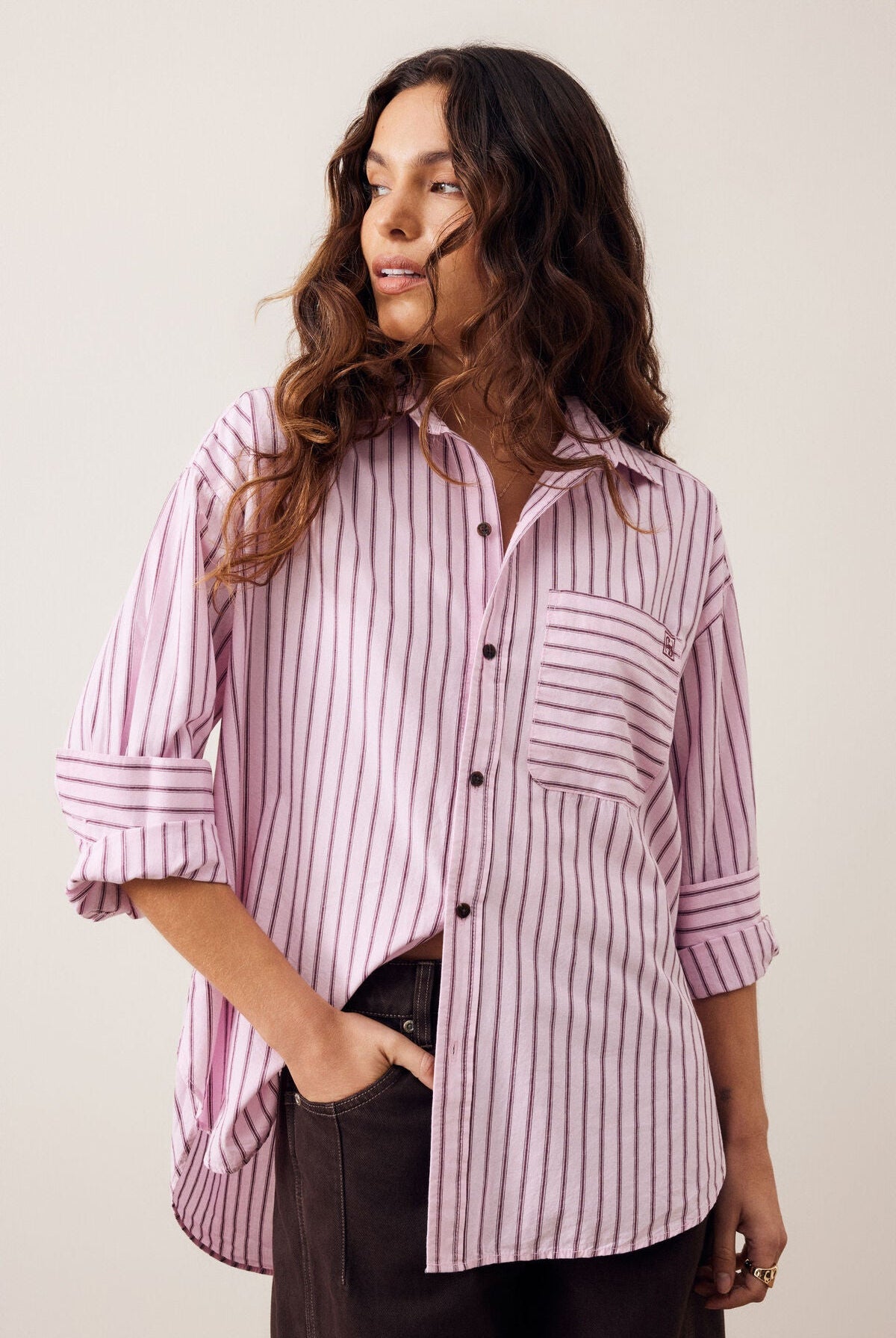 Buy Ceres Life - Peta Oversized Shirt - sunfaded pink stripe by Ceres Life - at Hamish + Grace