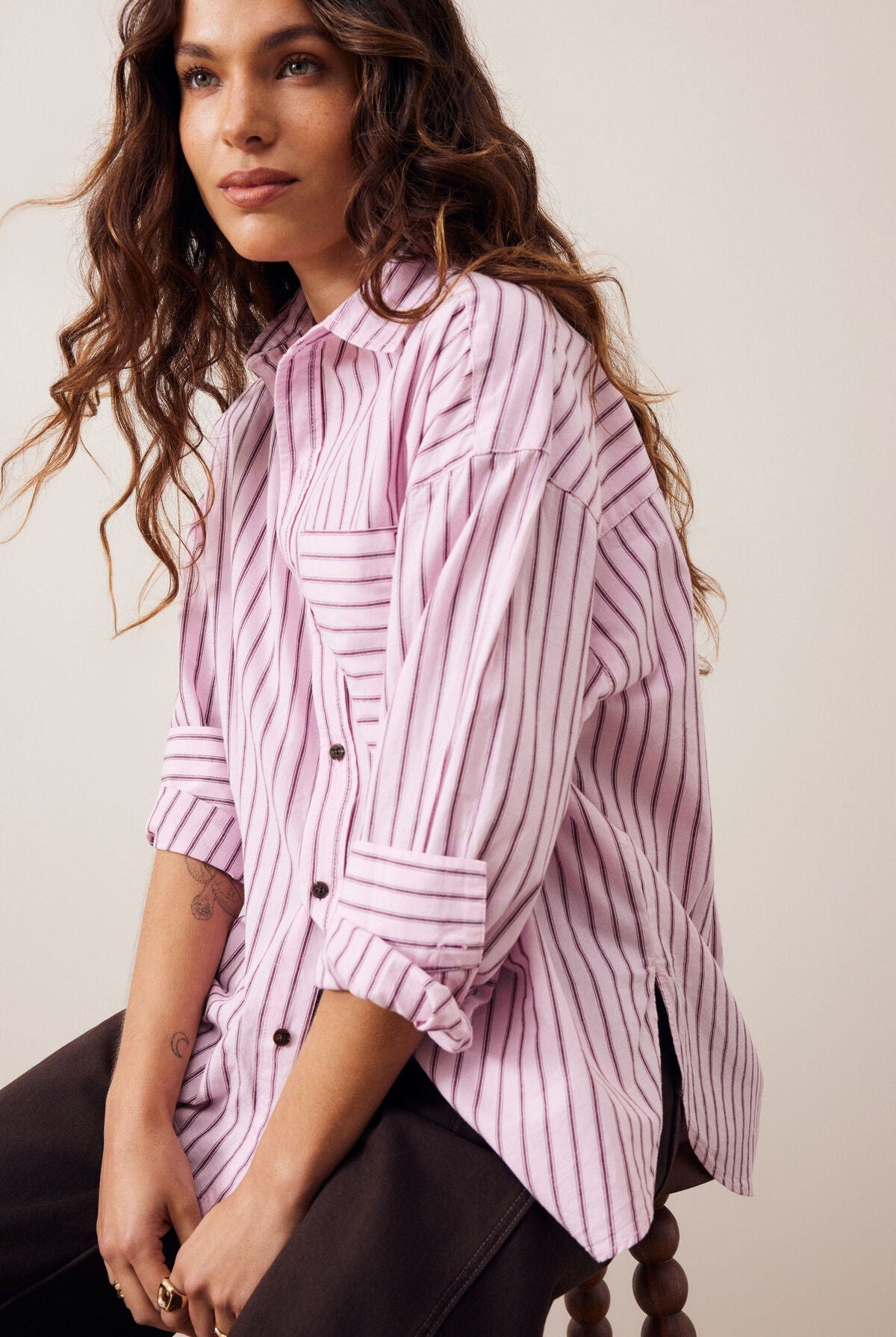Buy Ceres Life - Peta Oversized Shirt - sunfaded pink stripe by Ceres Life - at Hamish + Grace