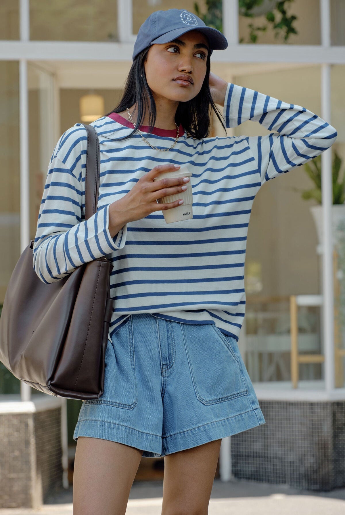 Buy Ceres Life - Scout Slouchy Long Sleeve Tee - milk prussian blue stripe by Ceres Life - at Hamish + Grace