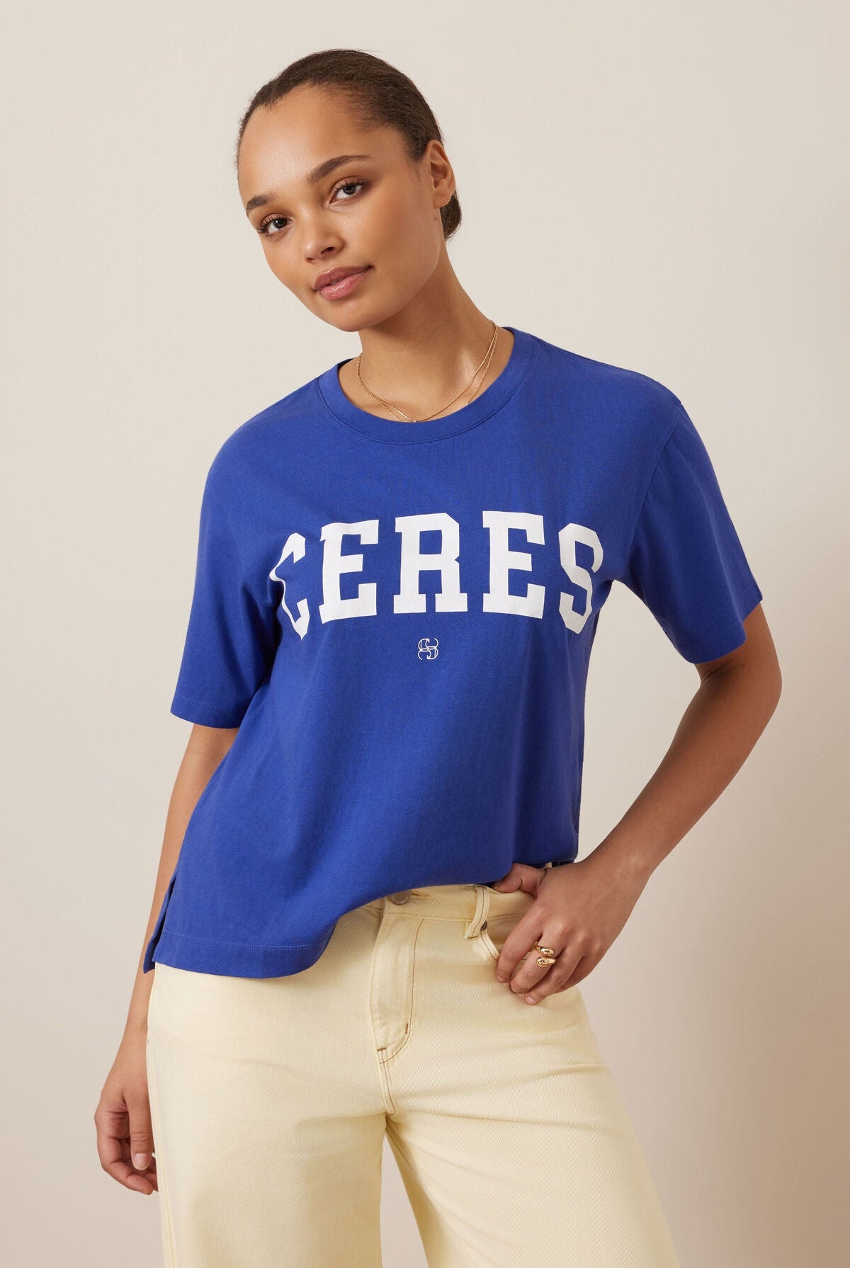 Buy Ceres Life - Stevie Slouchy Tee - polo blue/marshmallow varsity by Ceres Life - at Hamish + Grace
