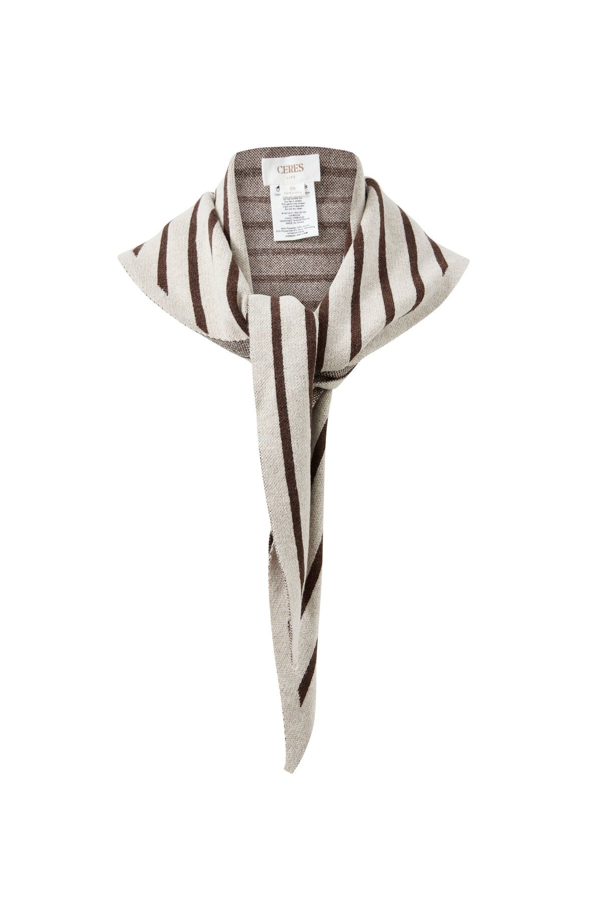 Buy Ceres Life - Sully Triangle Knit Scarf - Oatmeal Marle/Chocolate Stripe by Ceres Life - at Hamish + Grace