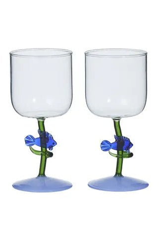 Buy Coast to Coast - Sea Fish S/2 Wine Glass 8x18cm by Coast to Coast - at Hamish + Grace