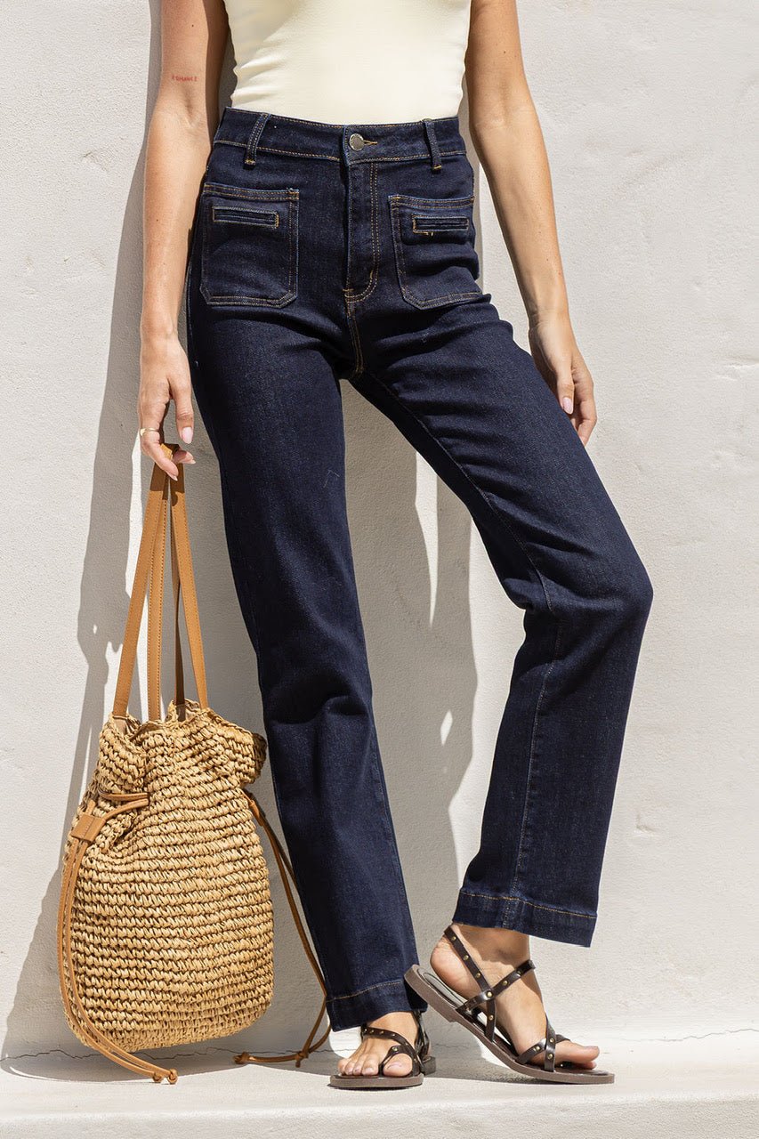 Buy Country Denim - Nellie stretch straight leg jean dark denim by Country Denim - at Hamish + Grace