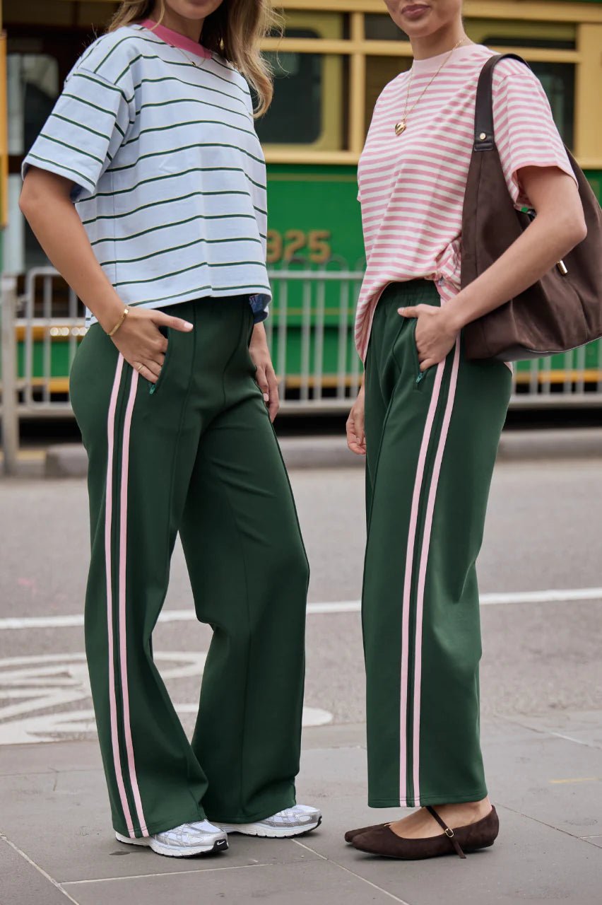 Buy Feather and Noise - Noah Pant - Forest Pink Stripe by Feather and Noise - at Hamish + Grace
