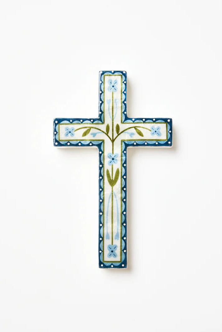 Buy Jones and Co - Samira Large Cross Blue Flower by Jones & Co - at Hamish + Grace