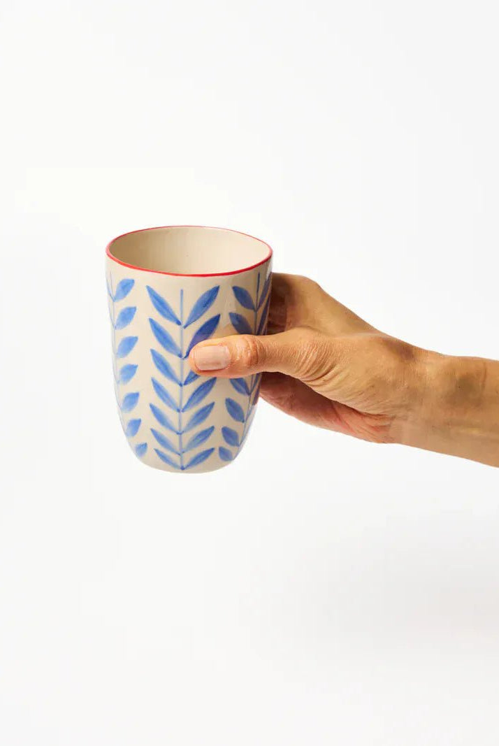 Buy Jones & Co Granada Cup Leaf | Hand - Painted Ceramic Mug | Folk - Art Leaf Coffee & Tea Cup by Jones & Co - at Hamish + Grace
