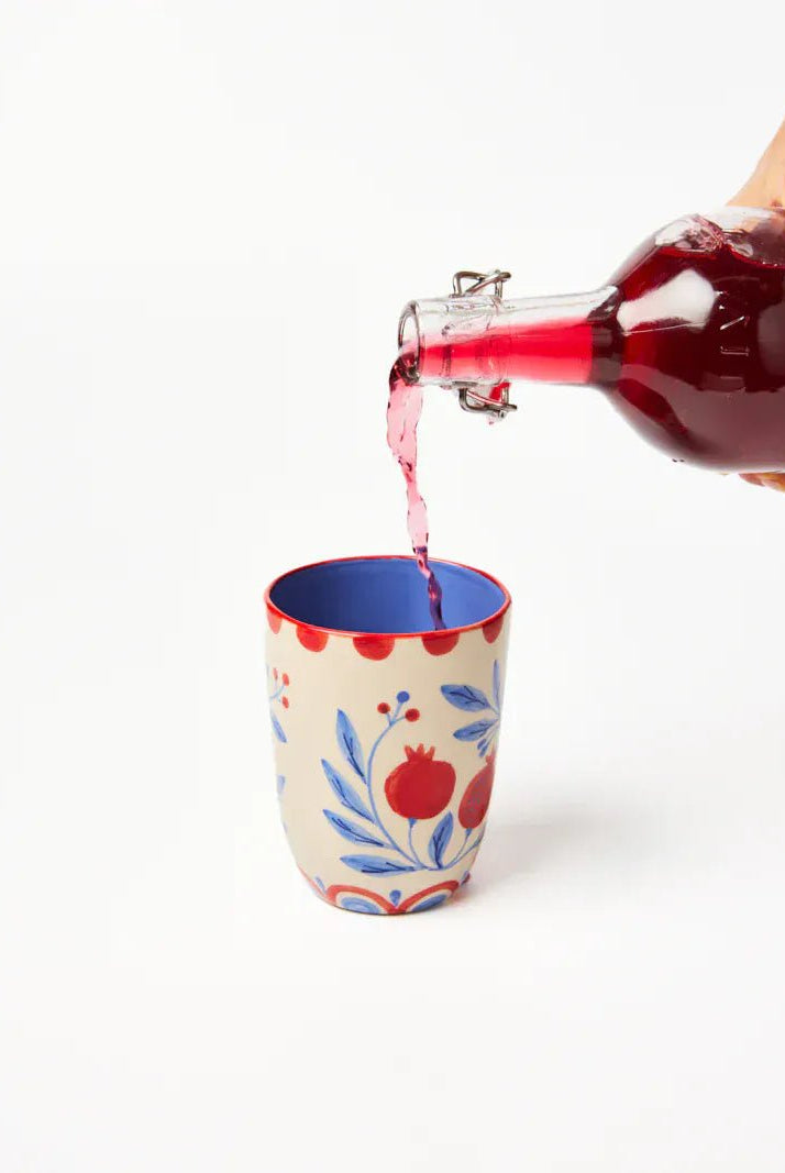 Buy Jones & Co Granada Cup Vine | Hand - Painted Ceramic Mug | Folk - Art Pomegranate Coffee & Tea Cup by Jones & Co - at Hamish + Grace