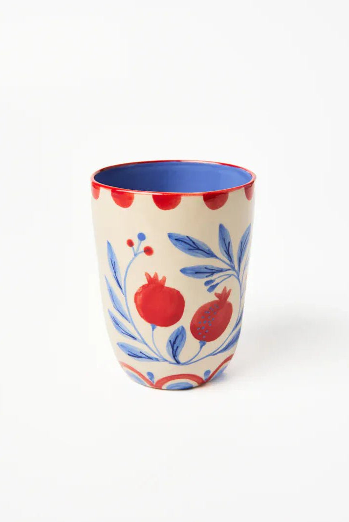 Buy Jones & Co Granada Cup Vine | Hand - Painted Ceramic Mug | Folk - Art Pomegranate Coffee & Tea Cup by Jones & Co - at Hamish + Grace