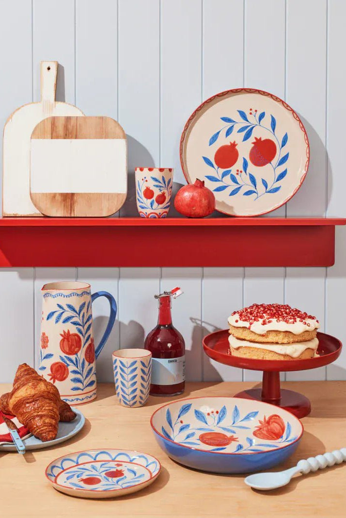 Buy Jones & Co Granada Cup Vine | Hand - Painted Ceramic Mug | Folk - Art Pomegranate Coffee & Tea Cup by Jones & Co - at Hamish + Grace