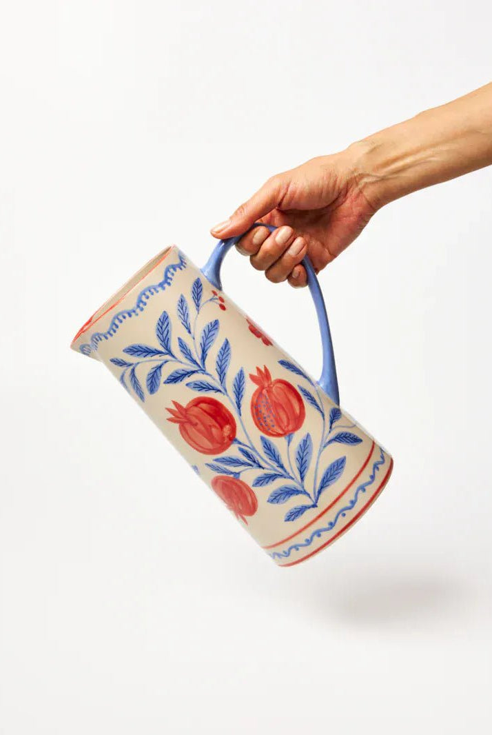 Buy Jones & Co Granada Jug | Hand - Painted Ceramic Pitcher | Pomegranate Vase & Entertaining Jug by Jones & Co - at Hamish + Grace