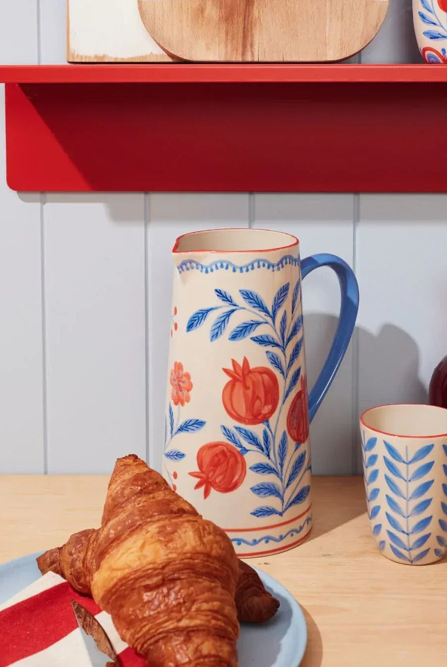 Buy Jones & Co Granada Jug | Hand - Painted Ceramic Pitcher | Pomegranate Vase & Entertaining Jug by Jones & Co - at Hamish + Grace