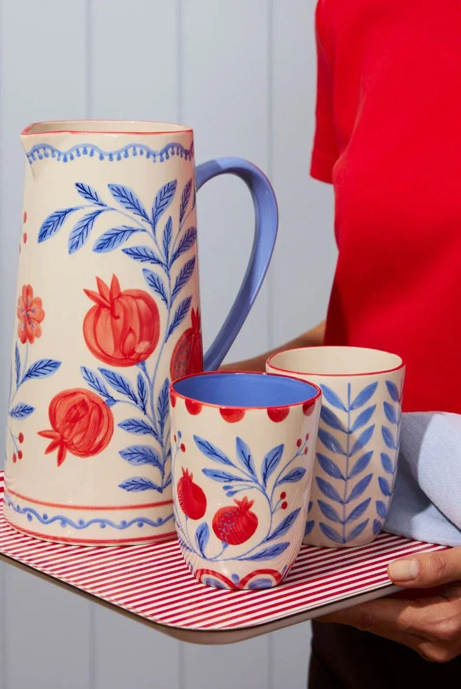 Buy Jones & Co Granada Jug | Hand - Painted Ceramic Pitcher | Pomegranate Vase & Entertaining Jug by Jones & Co - at Hamish + Grace