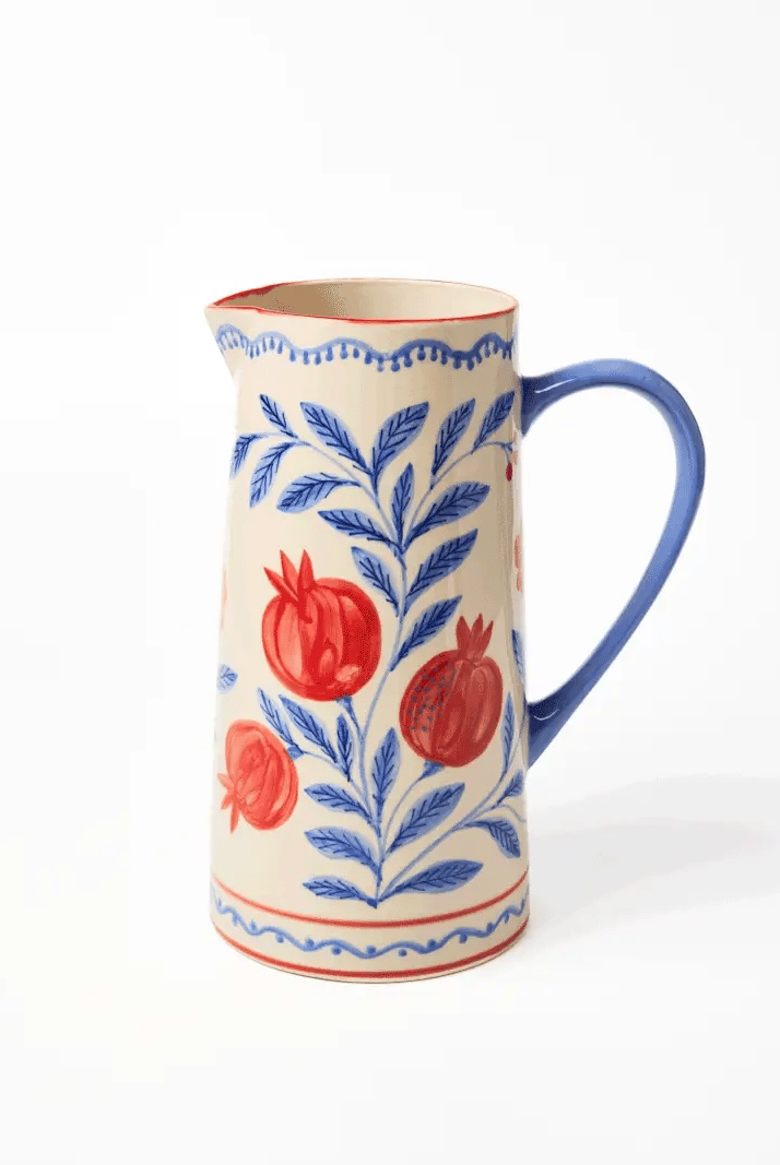 Buy Jones & Co Granada Jug | Hand - Painted Ceramic Pitcher | Pomegranate Vase & Entertaining Jug by Jones & Co - at Hamish + Grace