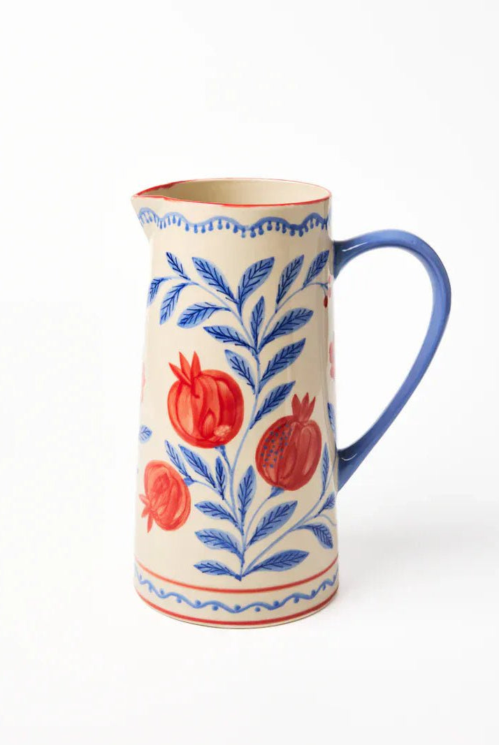 Buy Jones & Co Granada Jug | Hand - Painted Ceramic Pitcher | Pomegranate Vase & Entertaining Jug by Jones & Co - at Hamish + Grace