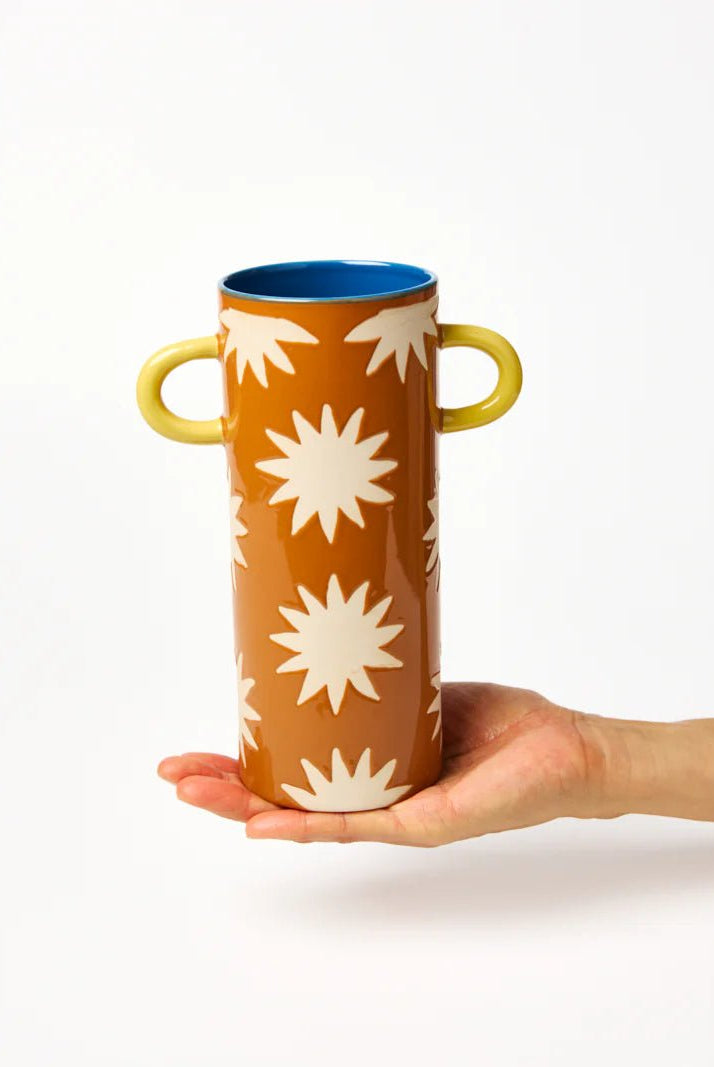 Buy Jones & Co - GRIFFE TALL VASE MUSTARD STAR by Jones & Co - at Hamish + Grace