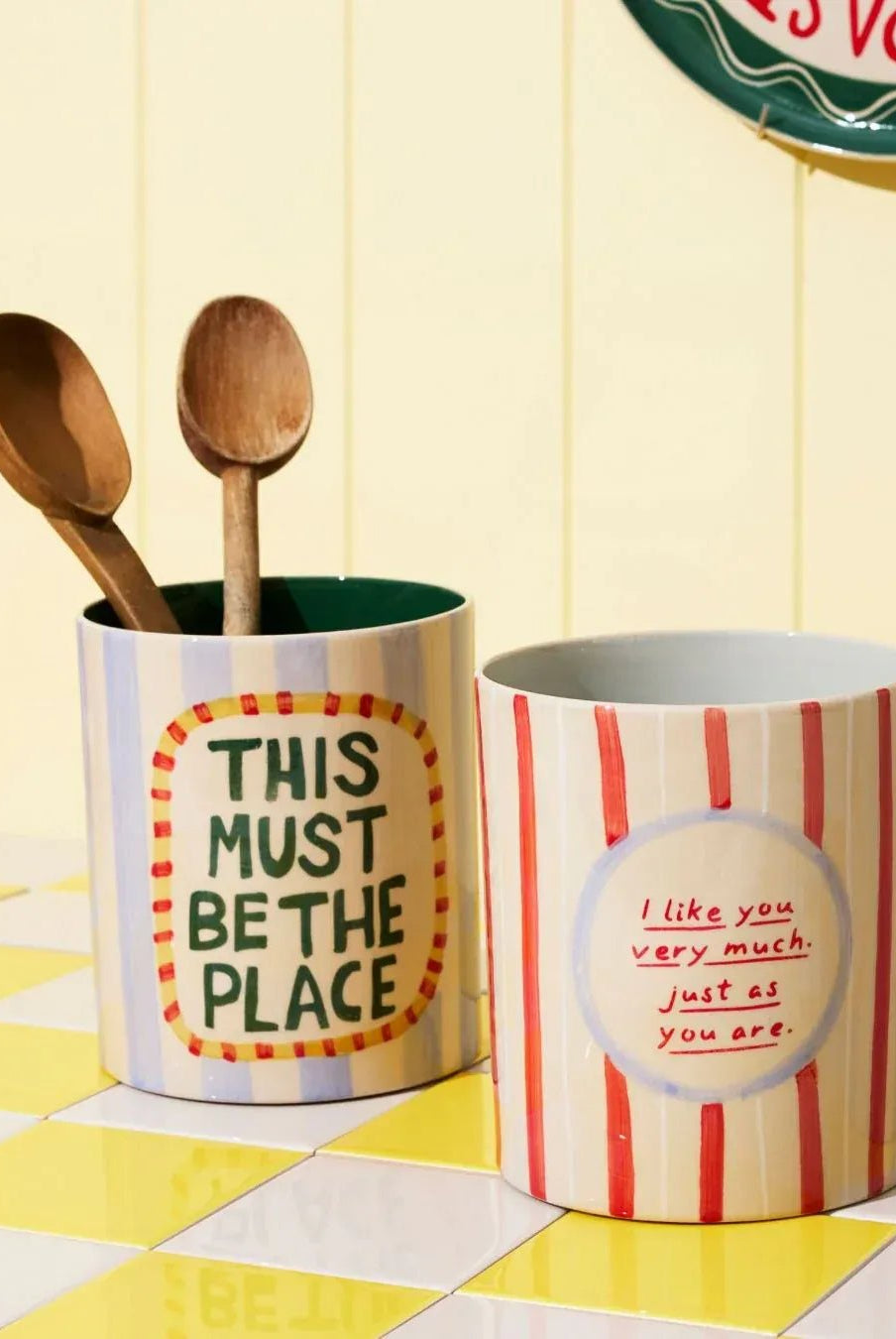 Buy Jones & Co | Love Notes Holdall Vase – Be The Place | Hand - Painted Ceramic Storage Jar | Utensil Holder & Flower Vase by Jones & Co - at Hamish + Grace