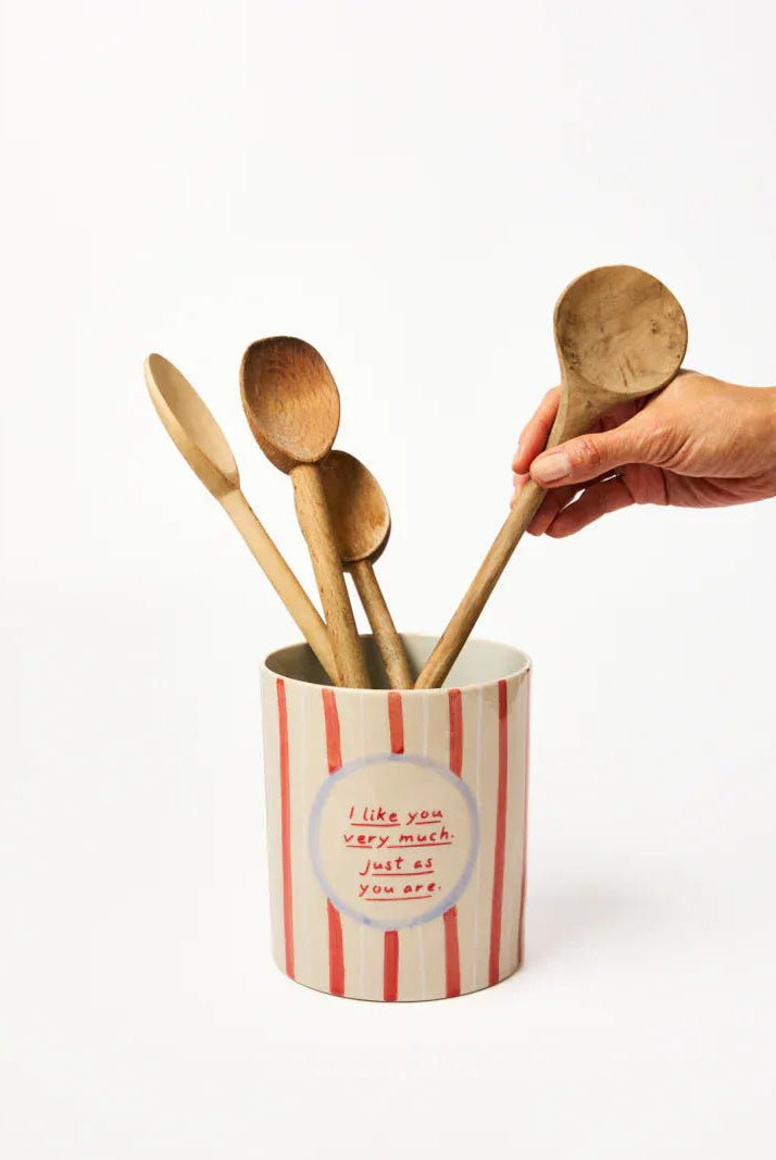Buy Jones & Co | Love Notes Holdall Vase – Just The Way | Hand - Painted Ceramic Storage Jar | Utensil Holder & Flower Vase by Jones & Co - at Hamish + Grace