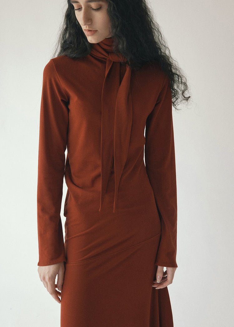 Buy Juniper Theory - Draped Tie Collar Jersey Maxi Dress by Juniper Theory - at Hamish + Grace