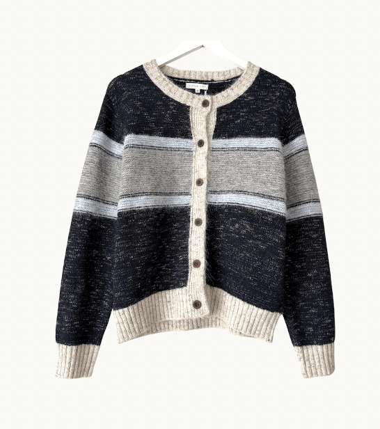 Buy Little Lies - Ellery Cardigan - Navy Stripe by Little Lies - at Hamish + Grace