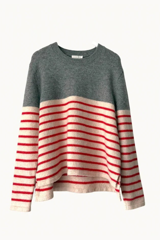 Buy Little Lies - Lexie Stripe Jumper - Grey/Red by Little Lies - at Hamish + Grace