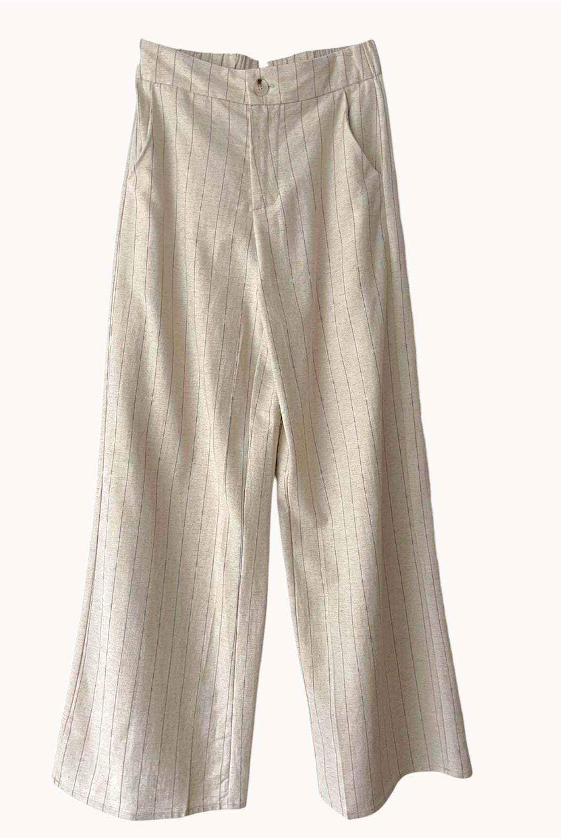 Buy Little Lies - Pin Stripe Pants – Natural/Black by Little Lies - at Hamish + Grace