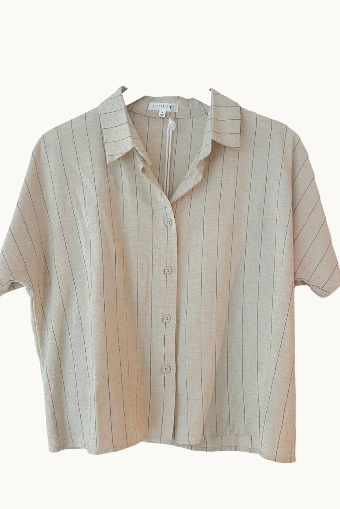 Buy Little Lies - Pin Stripe Shirt – Natural/Black by Little Lies - at Hamish + Grace
