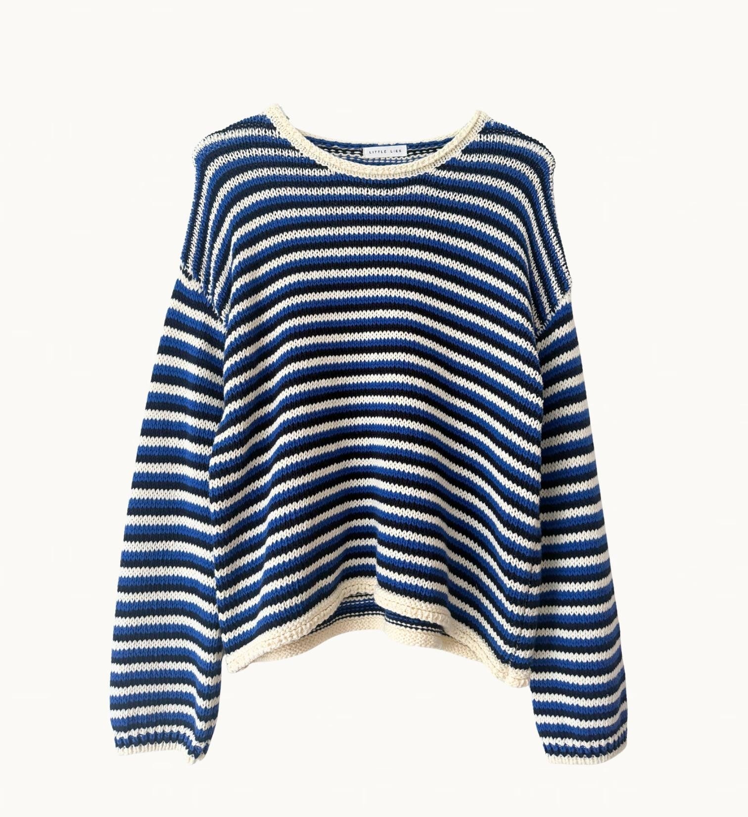 Buy Little Lies - Suzie Stripe Knit – Cobalt/Navy Blue by Little Lies - at Hamish + Grace