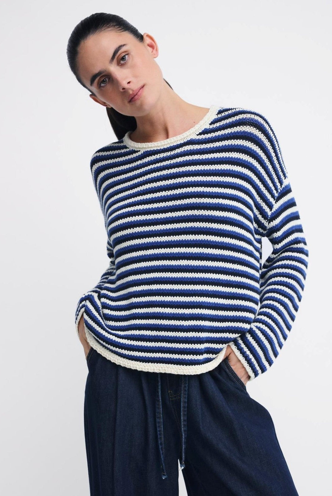 Buy Little Lies - Suzie Stripe Knit – Cobalt/Navy Blue by Little Lies - at Hamish + Grace