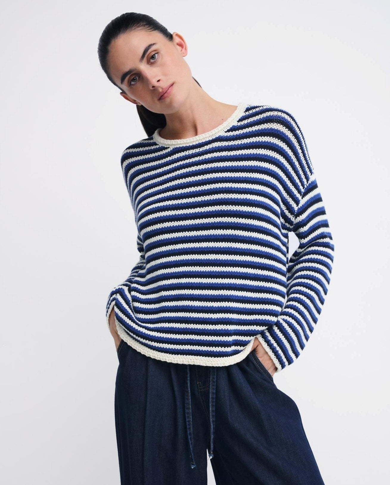 Buy Little Lies - Suzie Stripe Knit – Cobalt/Navy Blue by Little Lies - at Hamish + Grace