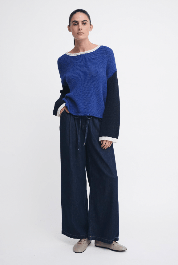 Buy Little Lies - Suzie Stripe Knit – Colour block - Cobalt/Navy by Little Lies - at Hamish + Grace